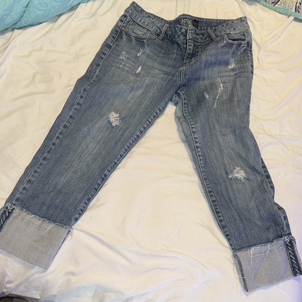 Apt. 9 Blue Boyfriend Jeans - Cropped Relaxed Fit